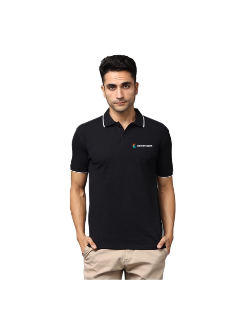 Greys & Blues Pima Polo T-Shirt - Black With White Tipping